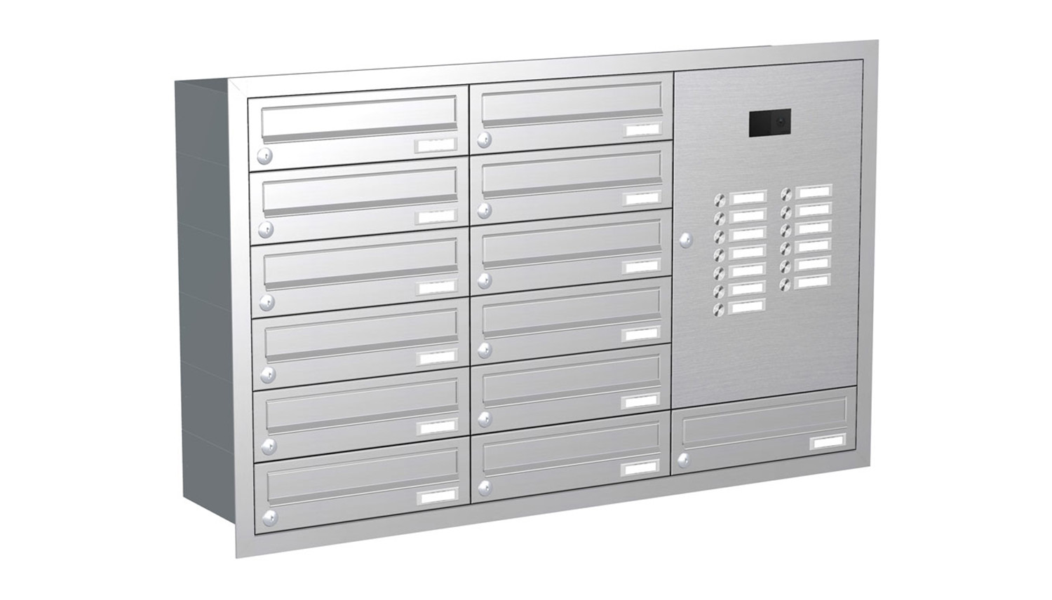 Briefkastenanlage | Unterputz | 13-fach | Waagerecht | Audio | Video | Edelstahl