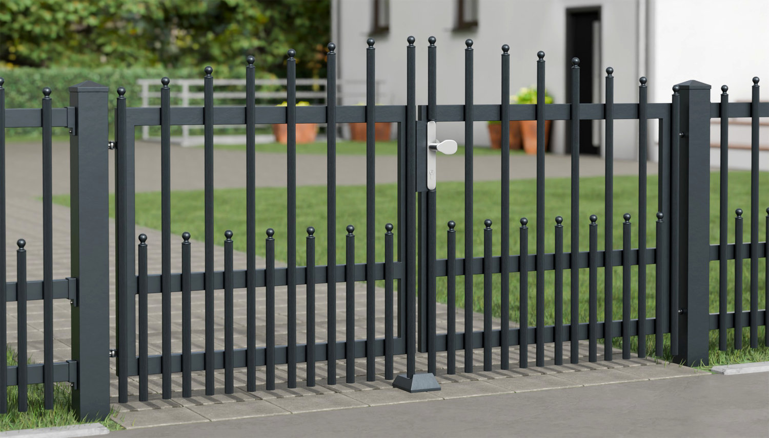 Portail de jardin aluminium palissade 2 battants DPP Élégant, OB
