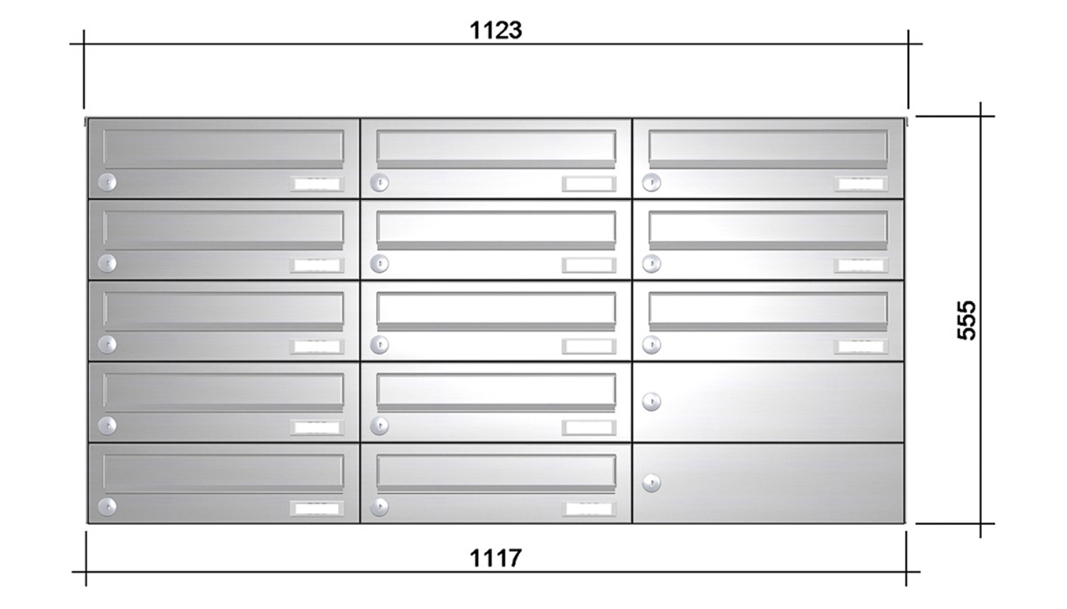 Briefkastenanlage | Aufputz | 13-fach | Waagerecht | Edelstahl
