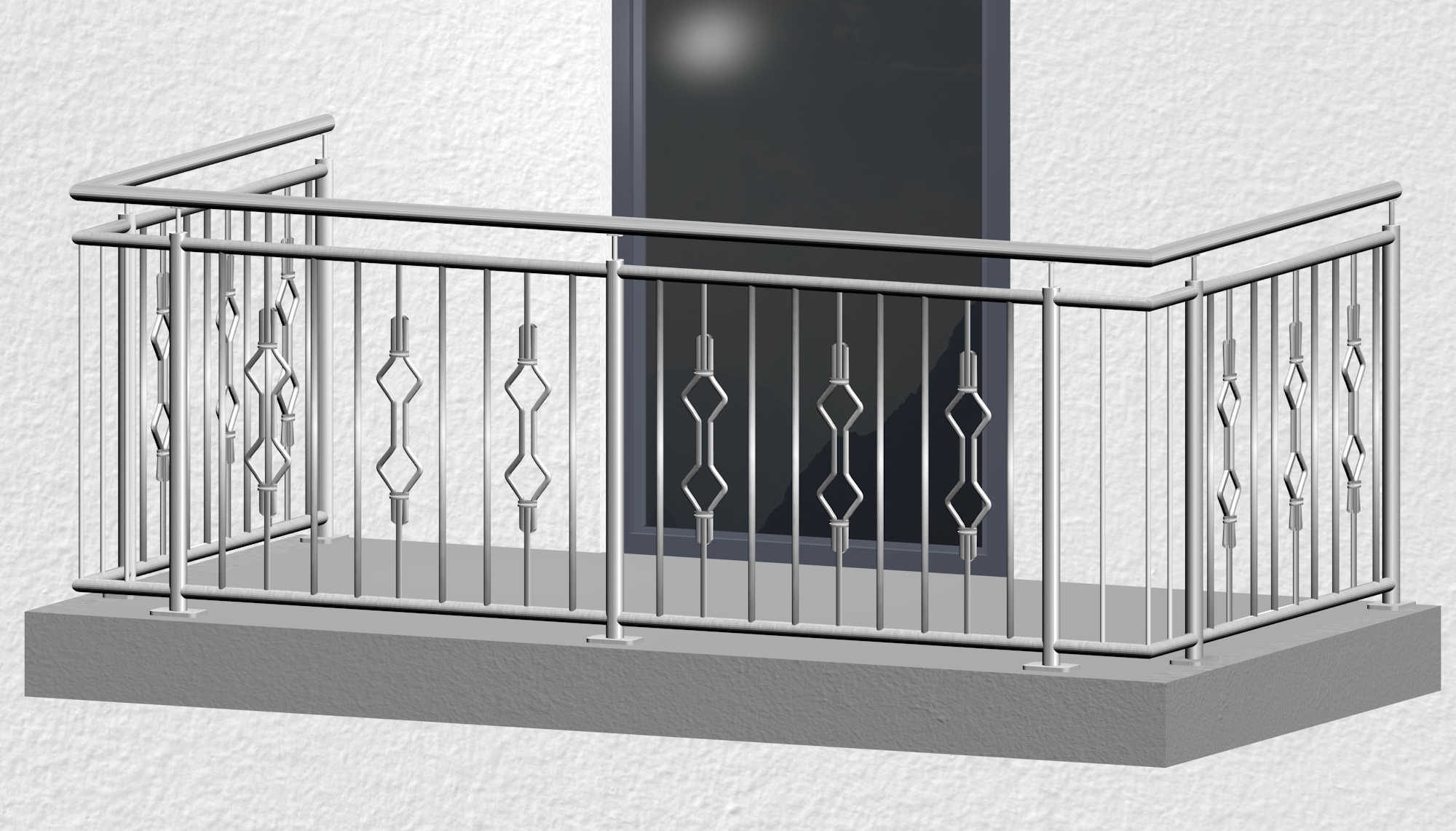 Balustrade de balcon en acier inoxydable Double Triangle 2