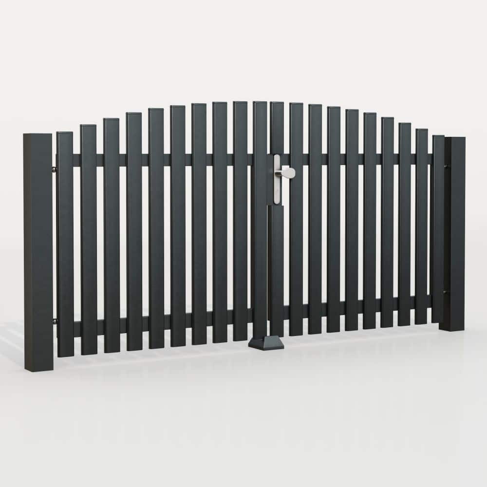 Portail de jardin en aluminium à 2 battants, moderne, OB