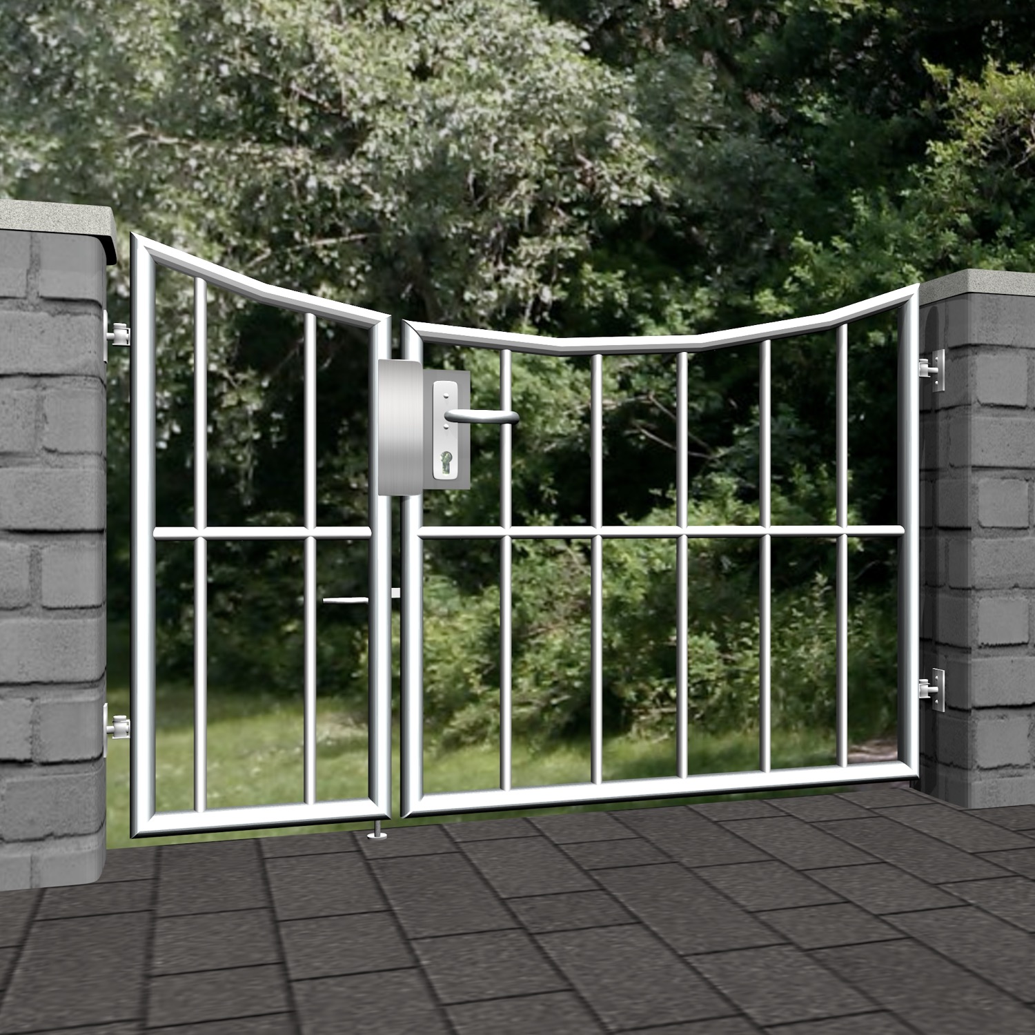 Portillon de jardin en acier inoxydable barre verticale à 2 battants, UB