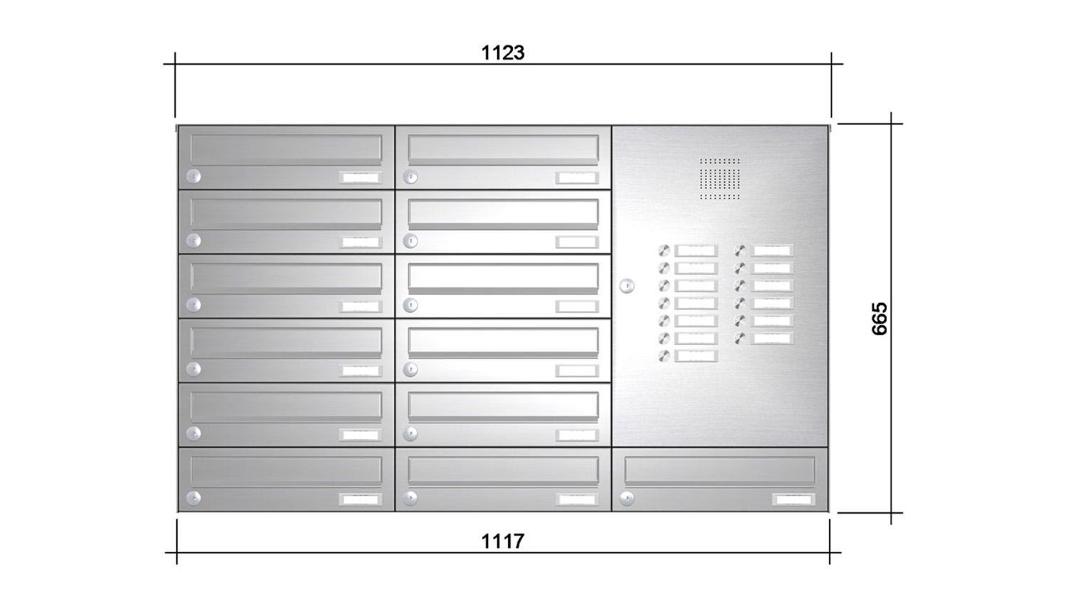 Briefkastenanlage | Aufputz | 13-fach | Waagerecht | Audio | Video | Edelstahl