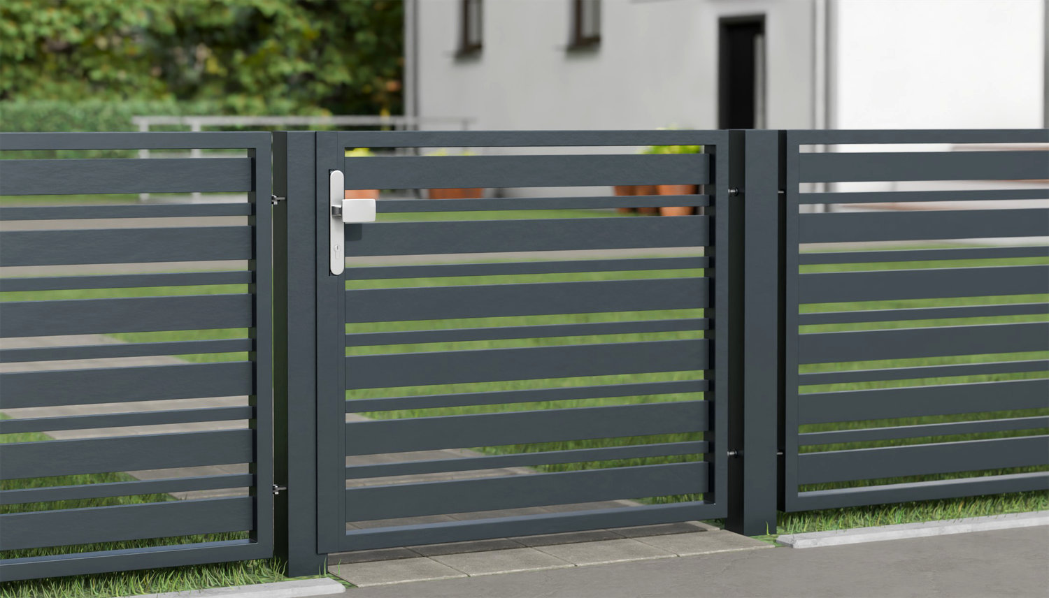 Brise-vue 1 battant en aluminium pour portillon de jardin lamelles 2, GE