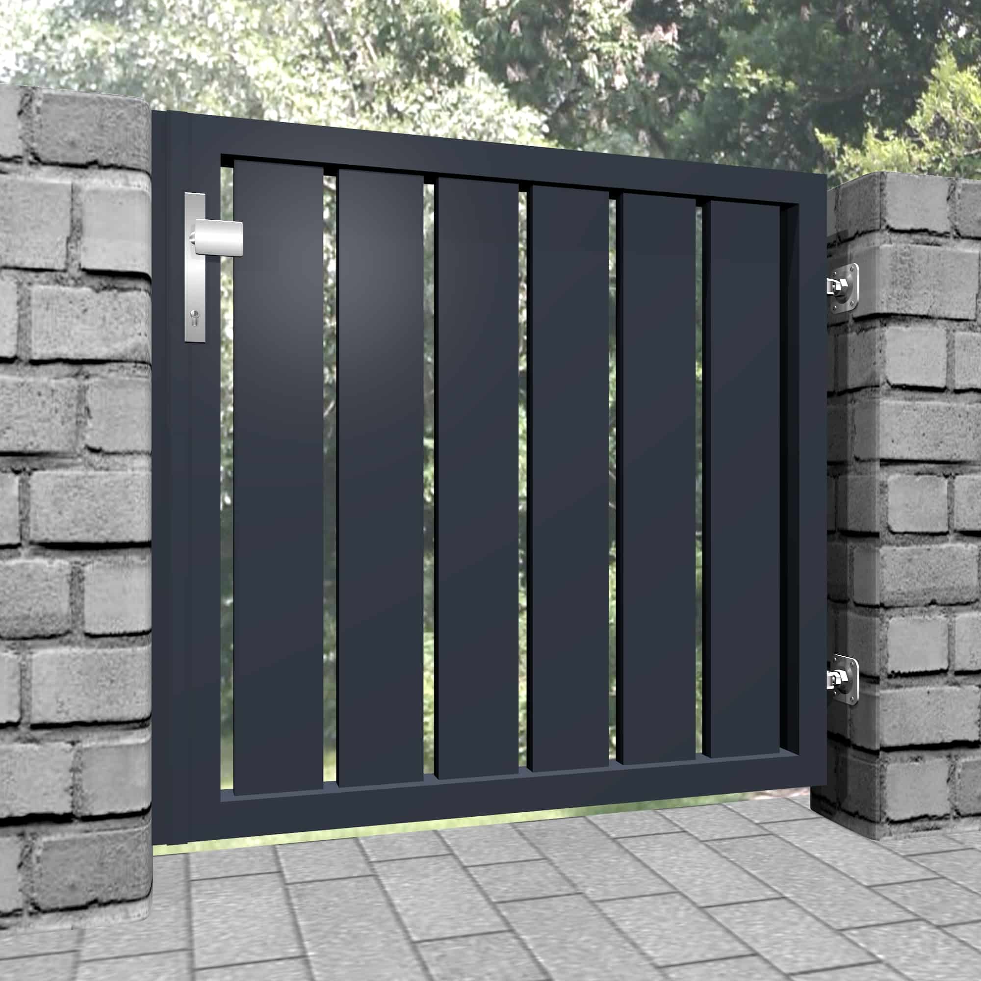 Brise-vue 1 battant en aluminium pour portillon de jardin lamelles vertical, GE
