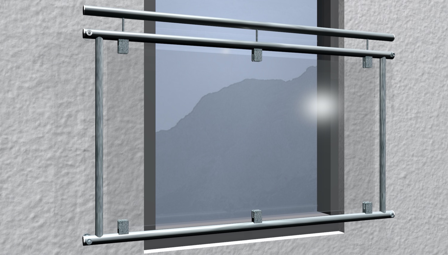 Balcon à la française en acier galvanisé verre transparent