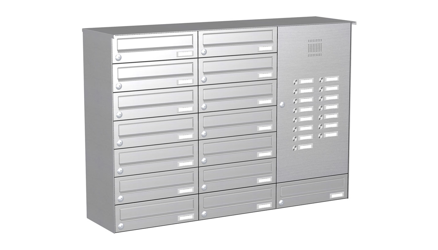 Briefkastenanlage | Aufputz | 15-fach | Waagerecht | Audio | Video | Edelstahl