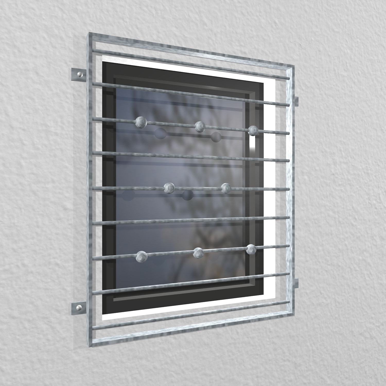 Grille de défense pour fenêtres en acier galvanisé barre transversale boule