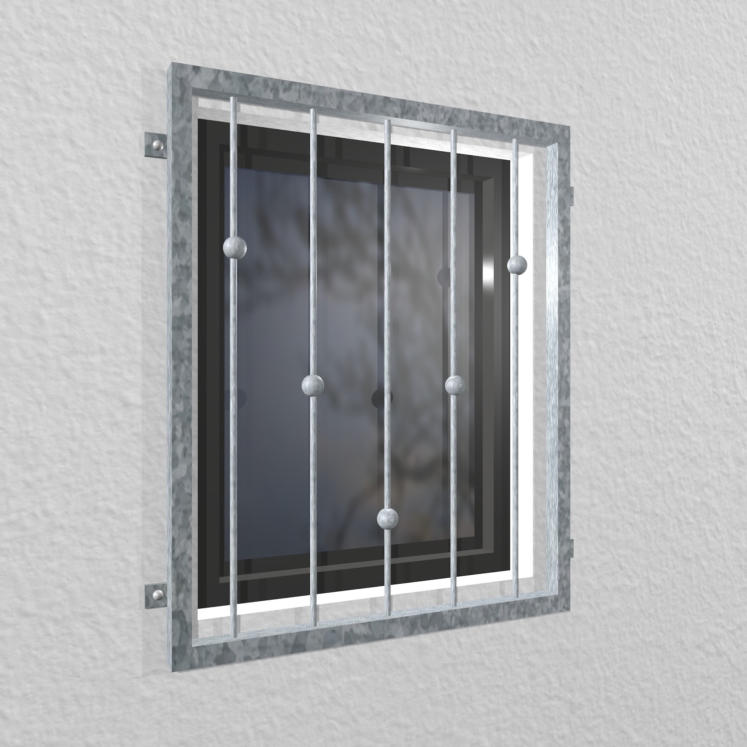 Grille de défense pour fenêtres en acier galvanisé boules en V