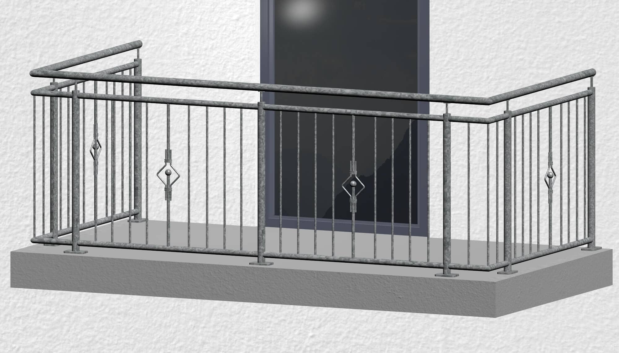 Balustrade de balcon en acier galvanisé ornement boule 