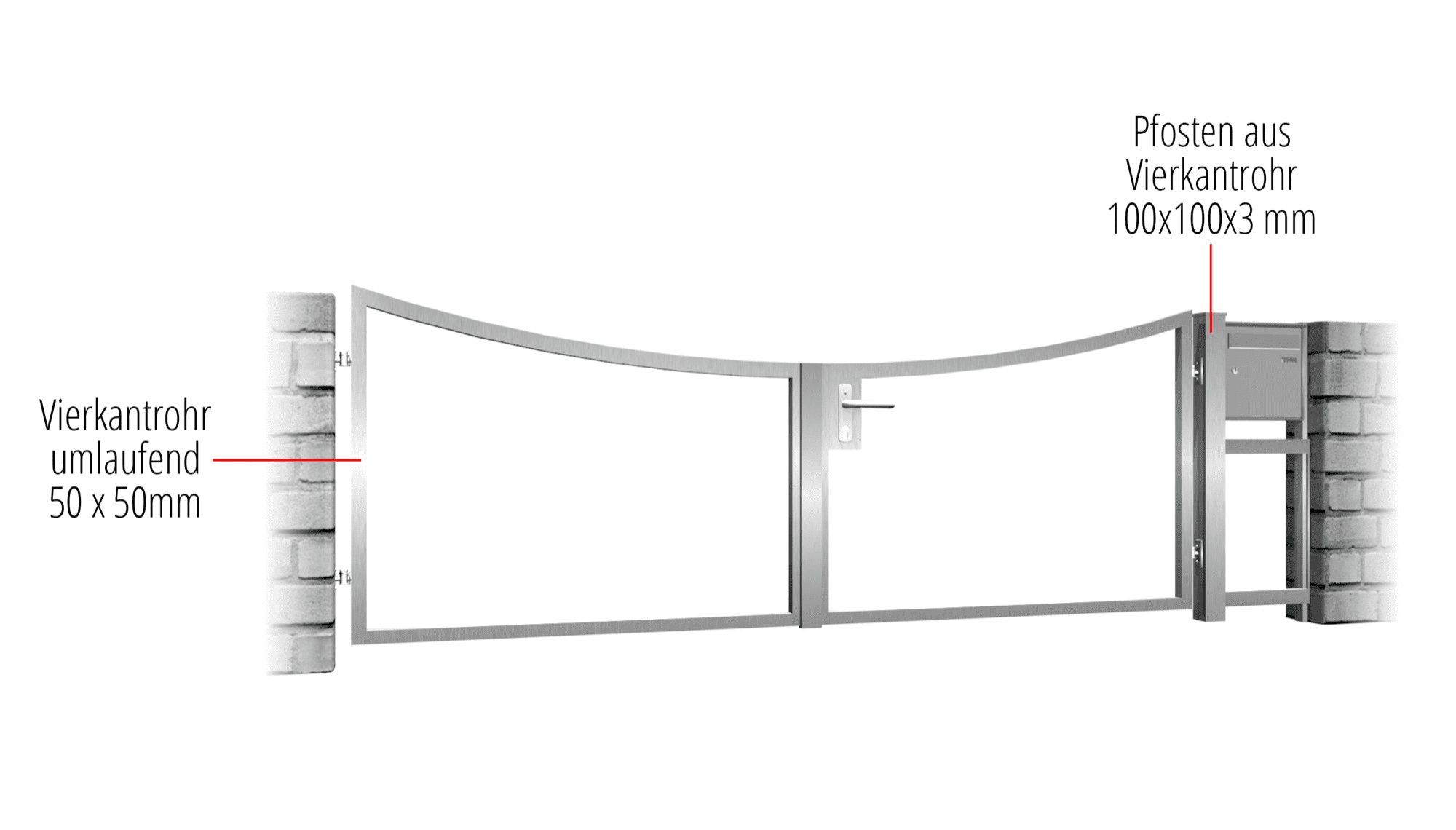 Portail de jardin en acier inoxydable à 2 battants avec remplissage propre, UB, BK