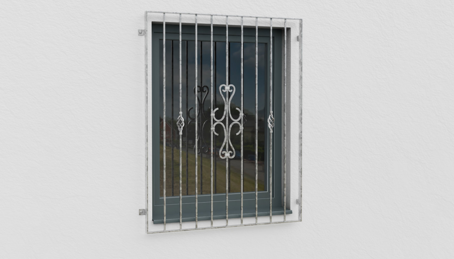 Grille de défense pour fenêtres en acier galvanisé ornements 