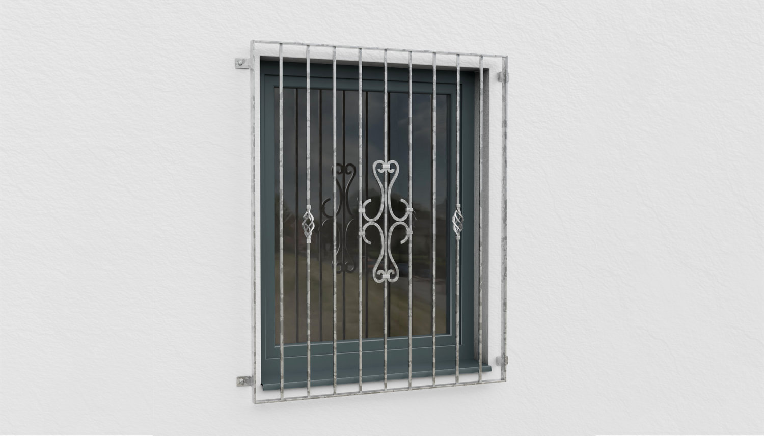 Grille de défense pour fenêtres en acier galvanisé ornements 