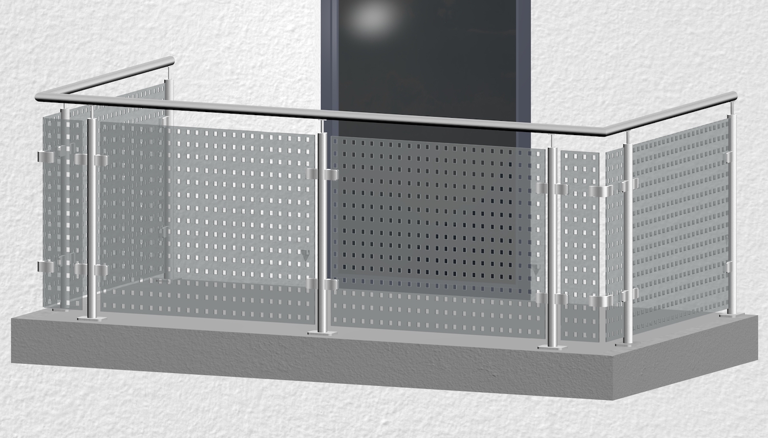 Balustrade de balcon en acier inoxydable design verre MC MO