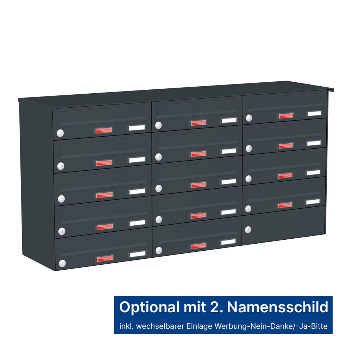 Briefkastenanlage | Aufputz | 14-fach | Waagerecht | Farbe