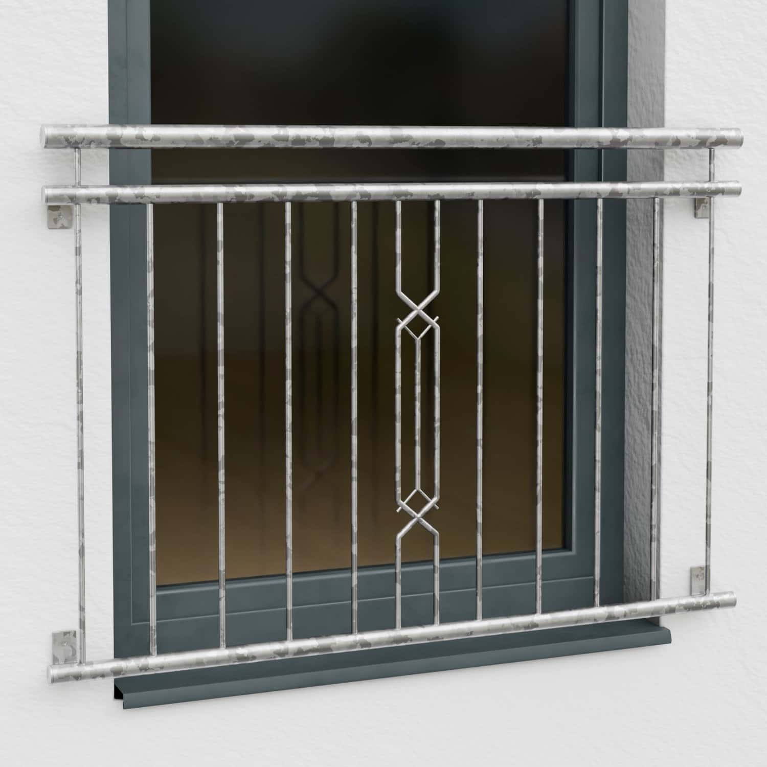 Balcon à la française en acier galvanisé ornement à 6 coins II 