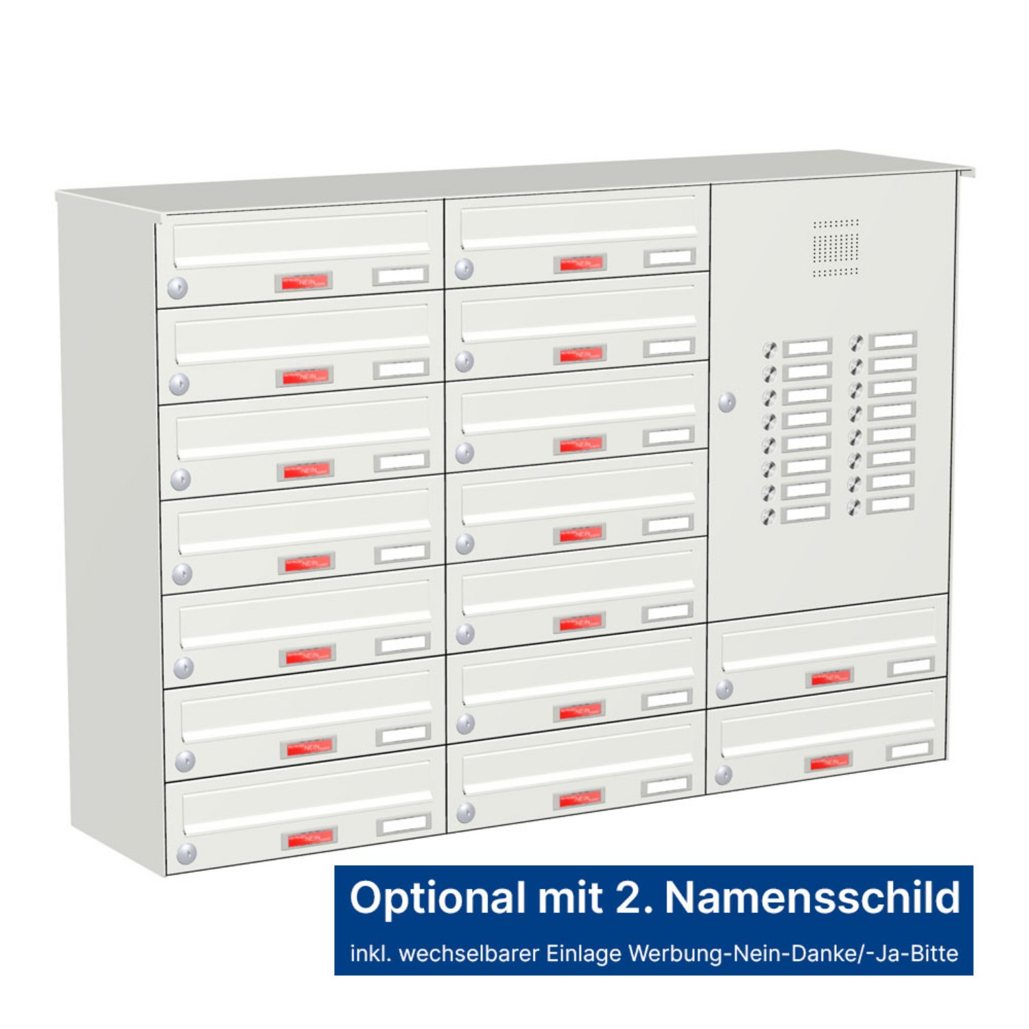 Briefkastenanlage | Aufputz | 16-fach | Waagerecht | Audio | Video | Farbe