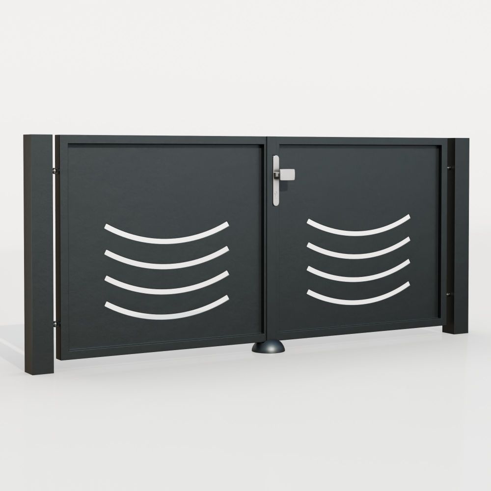 Portail de jardin en aluminium, brise-vue à 2 battants SN, GE