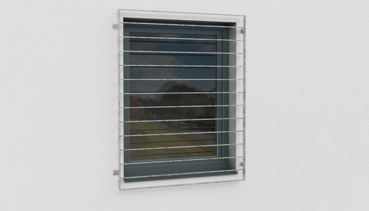 Grille de défense pour fenêtres en acier galvanisé traverse acier plat 