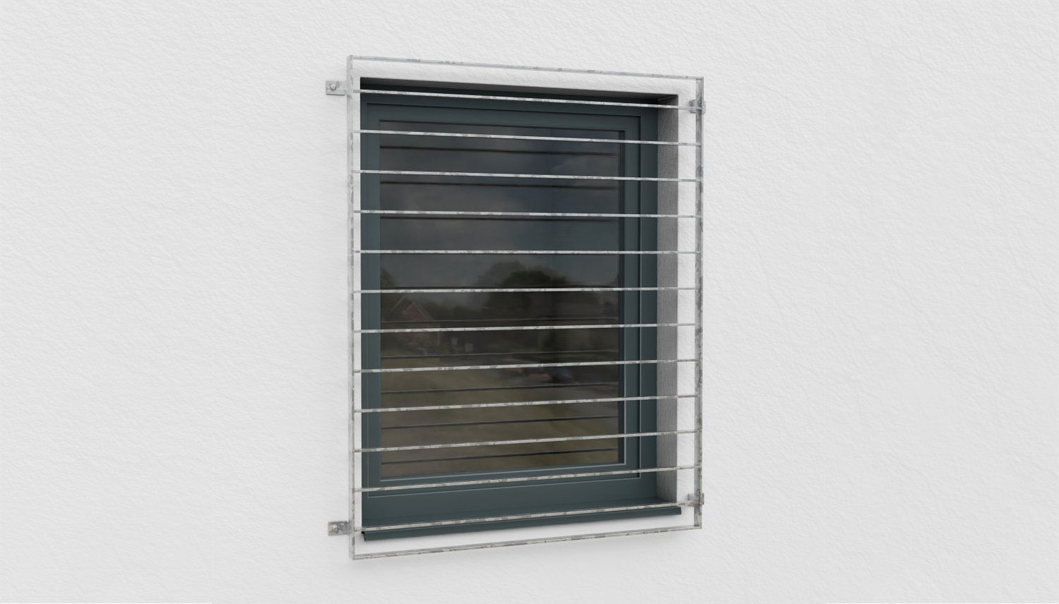 Grille de défense pour fenêtres en acier galvanisé traverse acier plat 