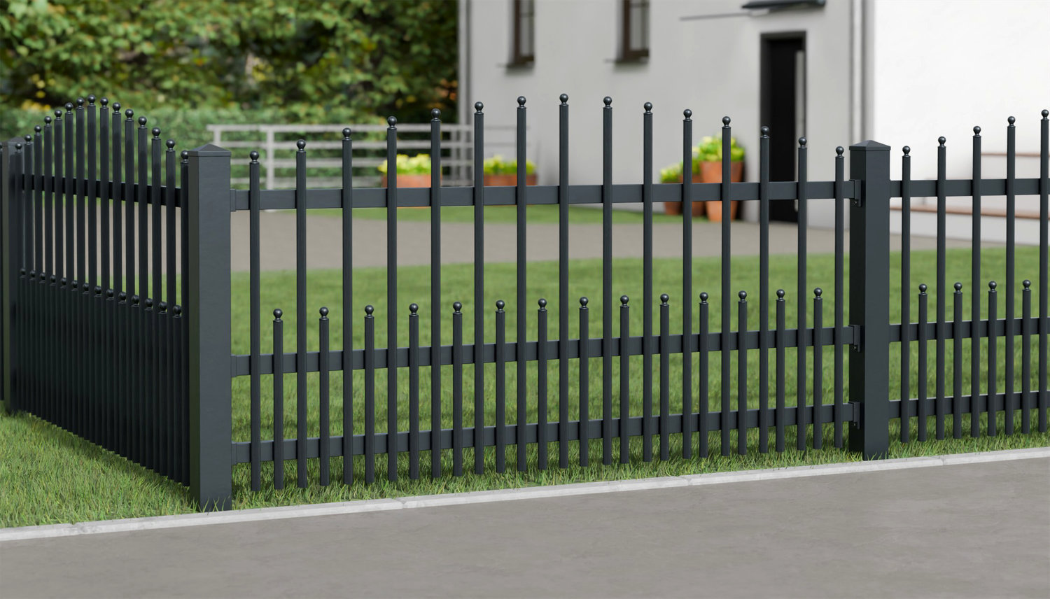 Clôture de jardin aluminium palissades DPP élégantes, OB