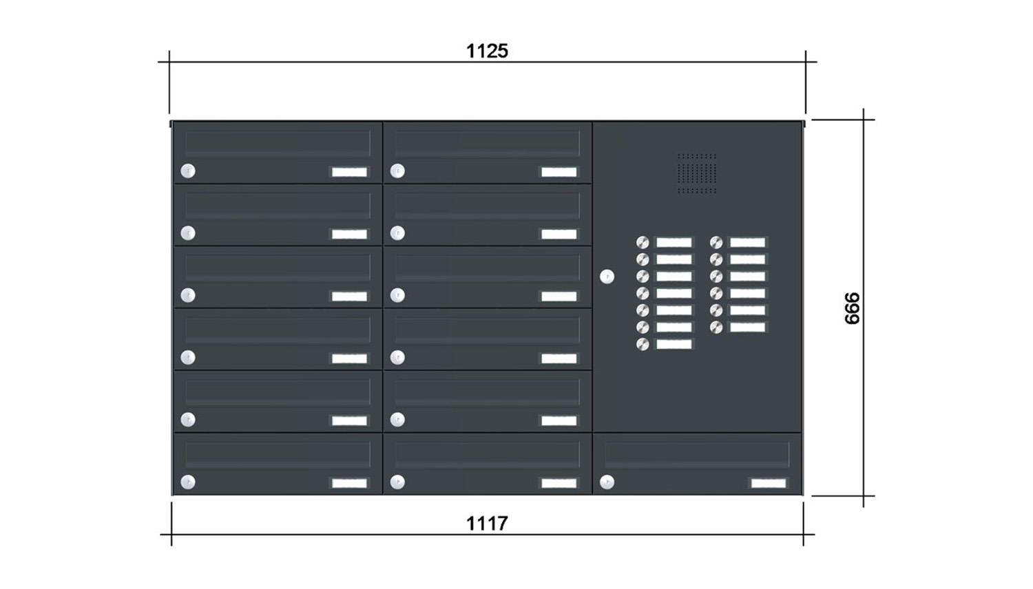 Briefkastenanlage | Aufputz | 13-fach | Waagerecht | Audio | Video | Farbe
