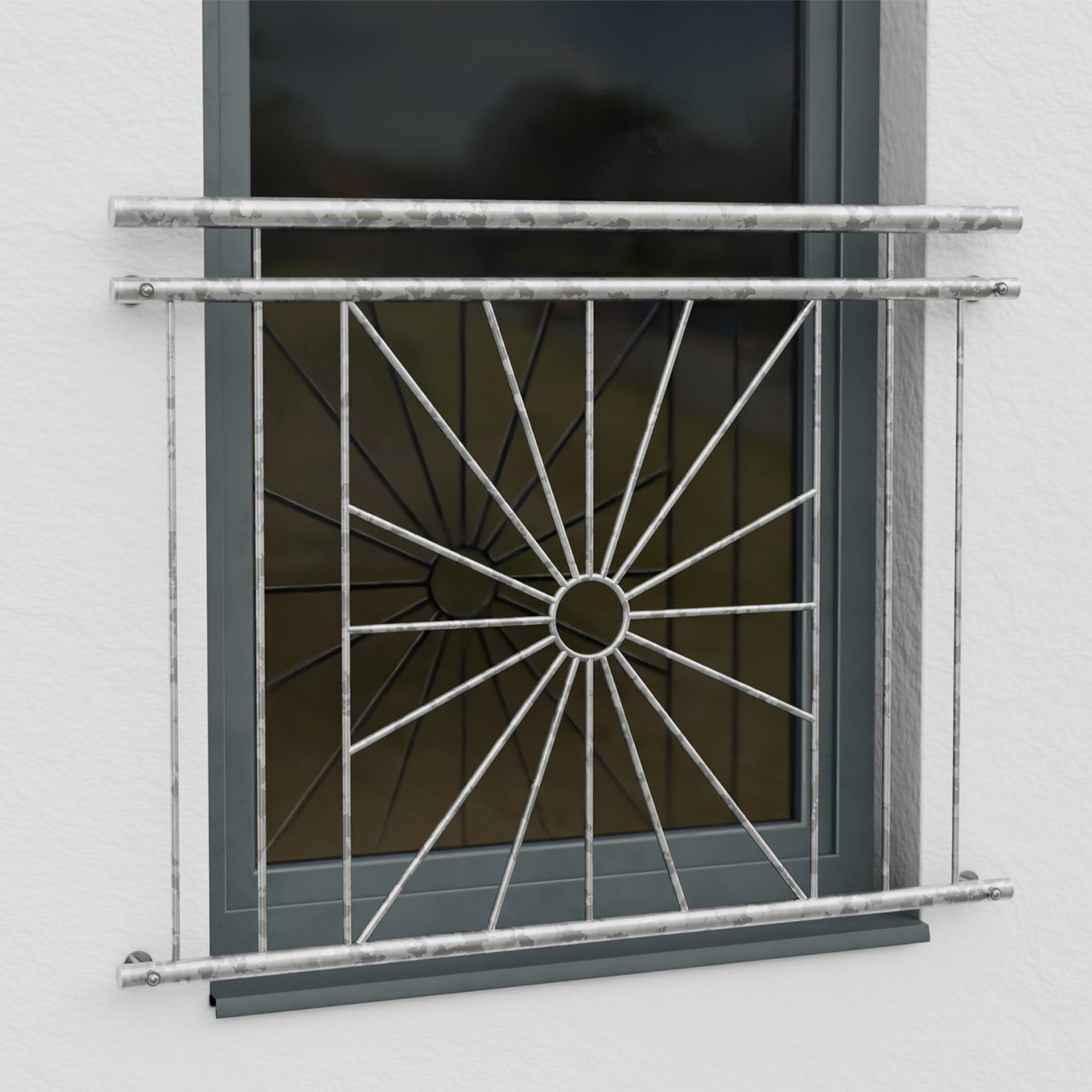 Balcon à la française en acier galvanisé soleil cercle 