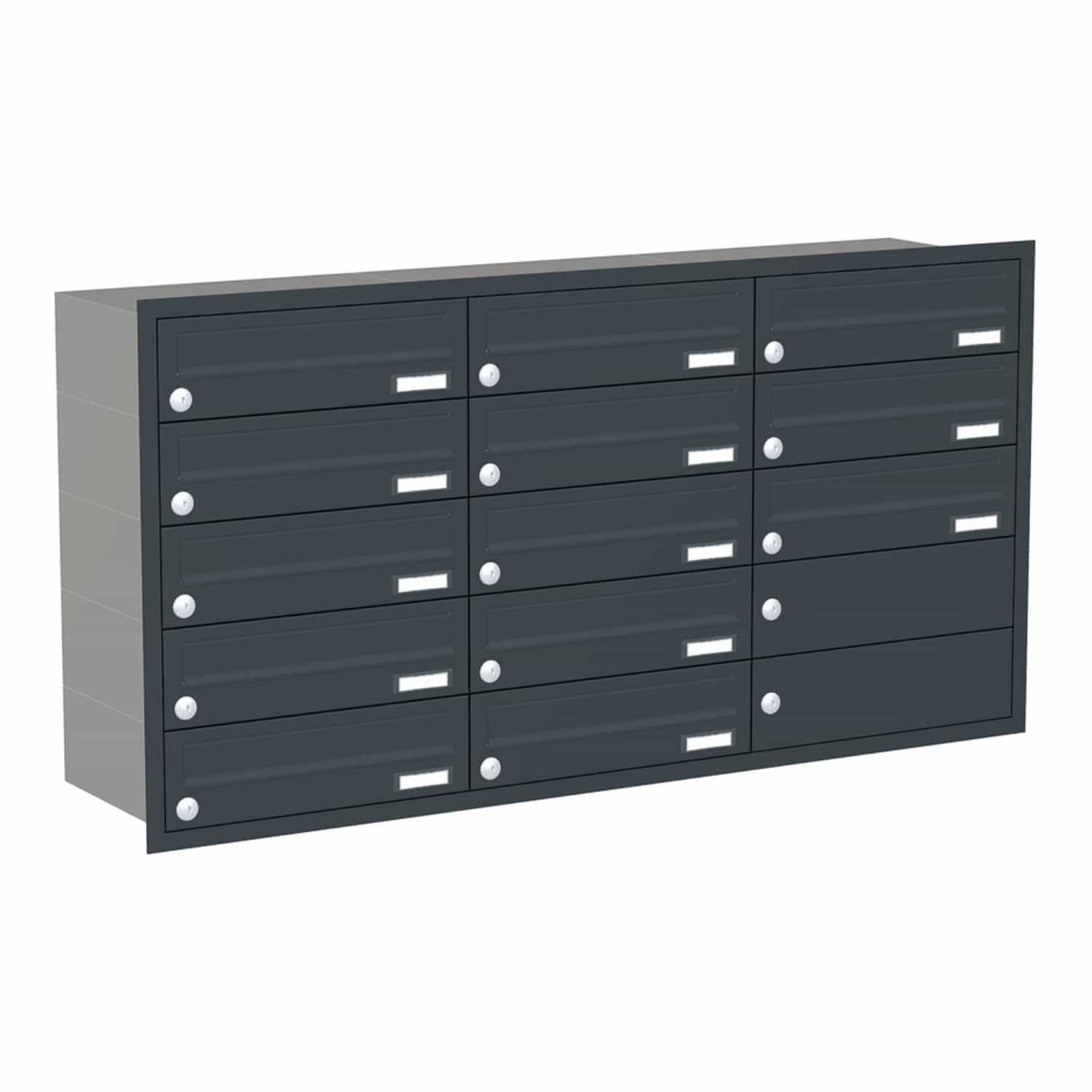 Briefkastenanlage | Unterputz | 13-fach | Waagerecht | Farbe