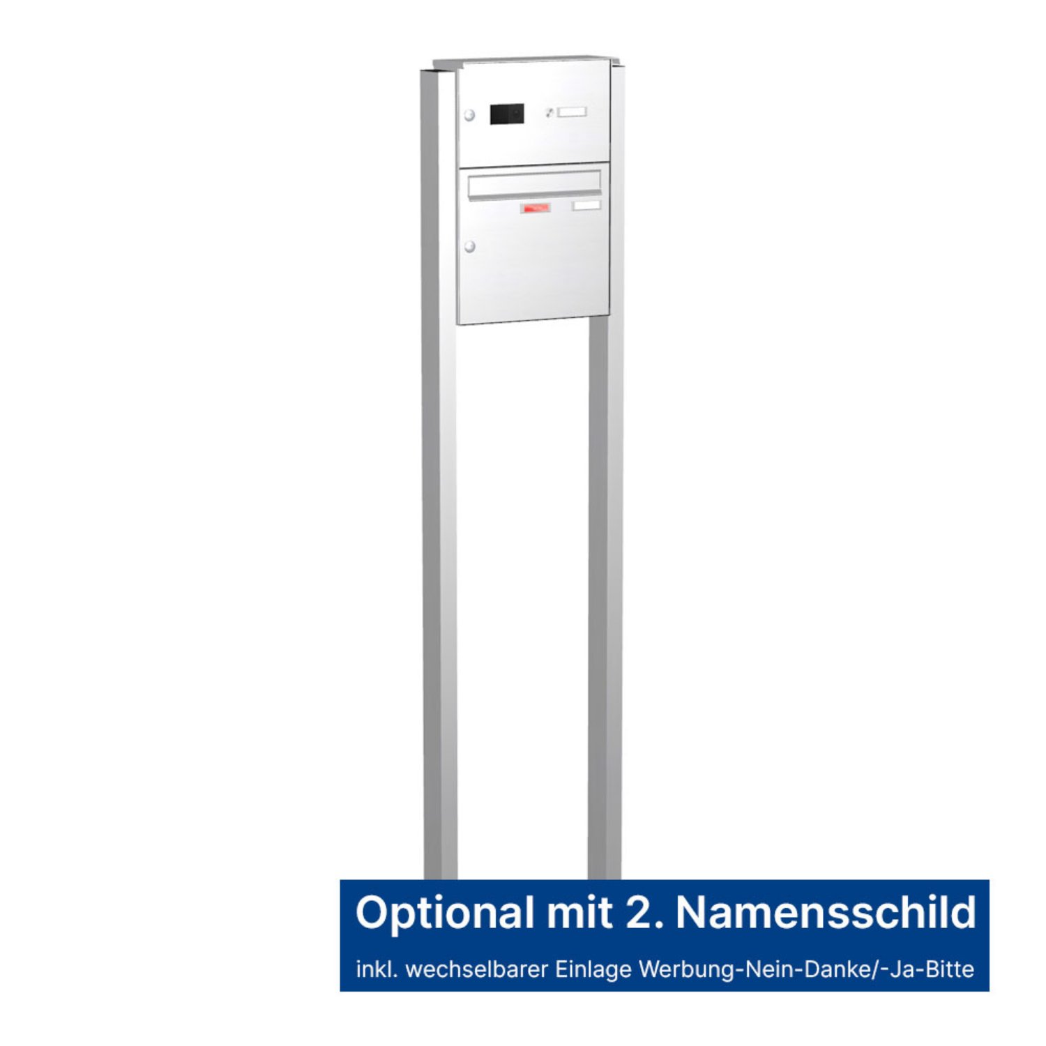 Briefkastenanlage | Freistehend | 1-fach | Senkrecht | Audio | Video | Edelstahl