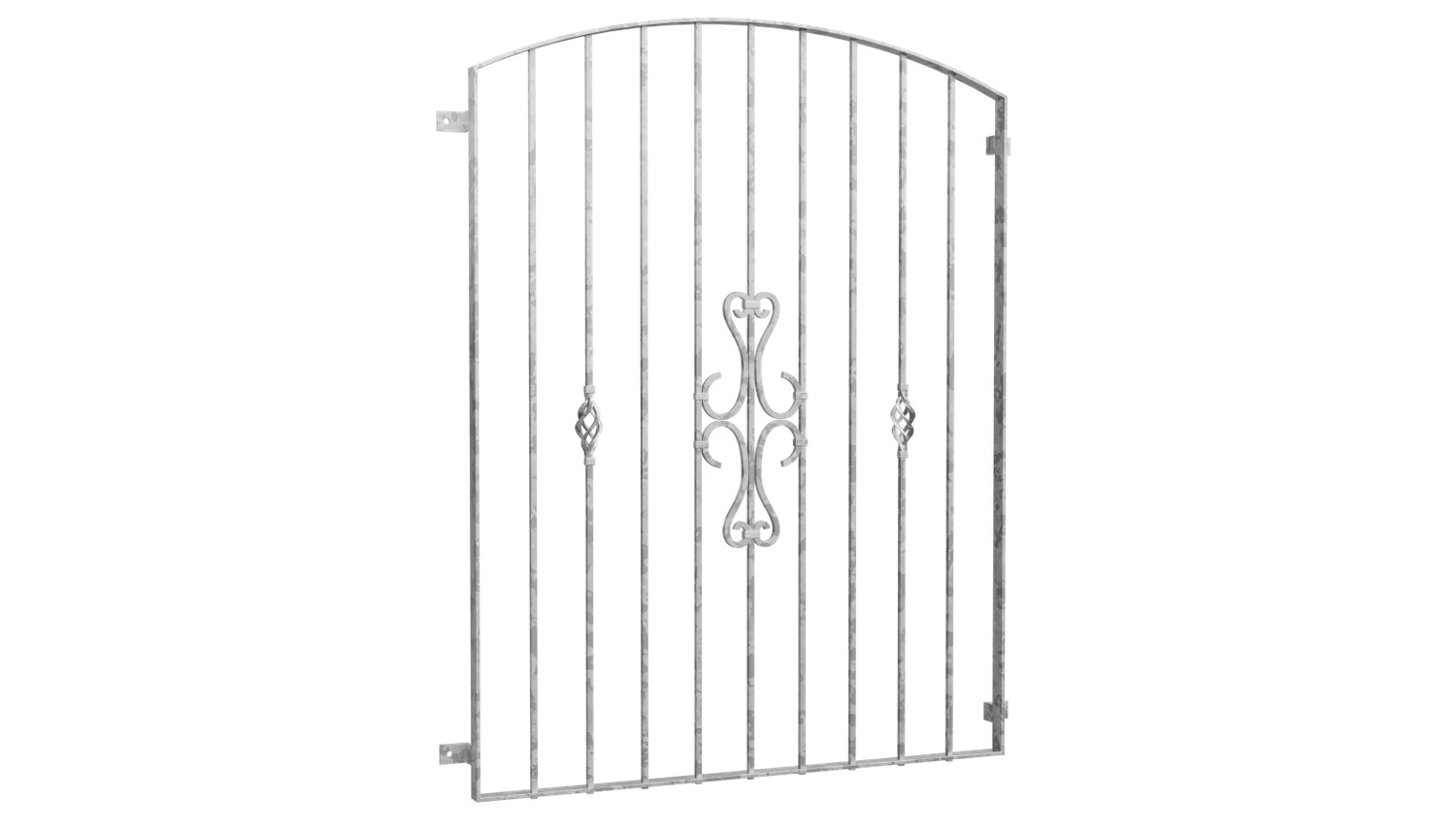 Grille de défense pour fenêtres en acier galvanisé Arc supérieur à volutes 