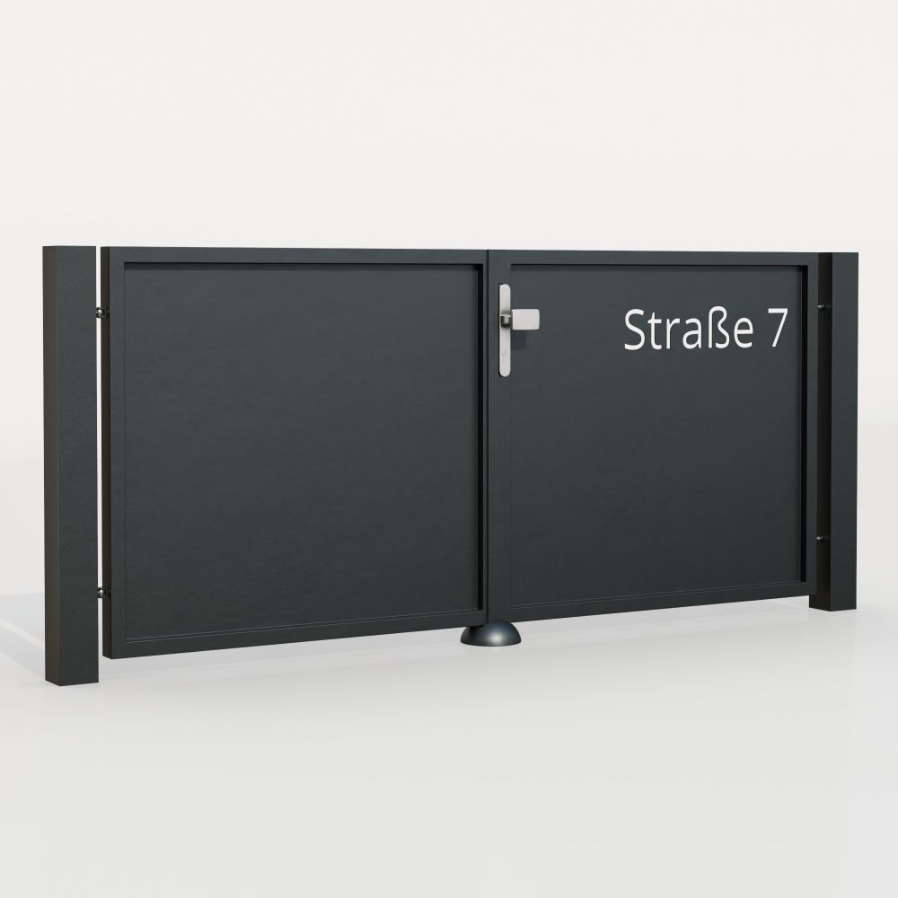 Portail de jardin en aluminium, brise-vue à 2 battants STR, GE