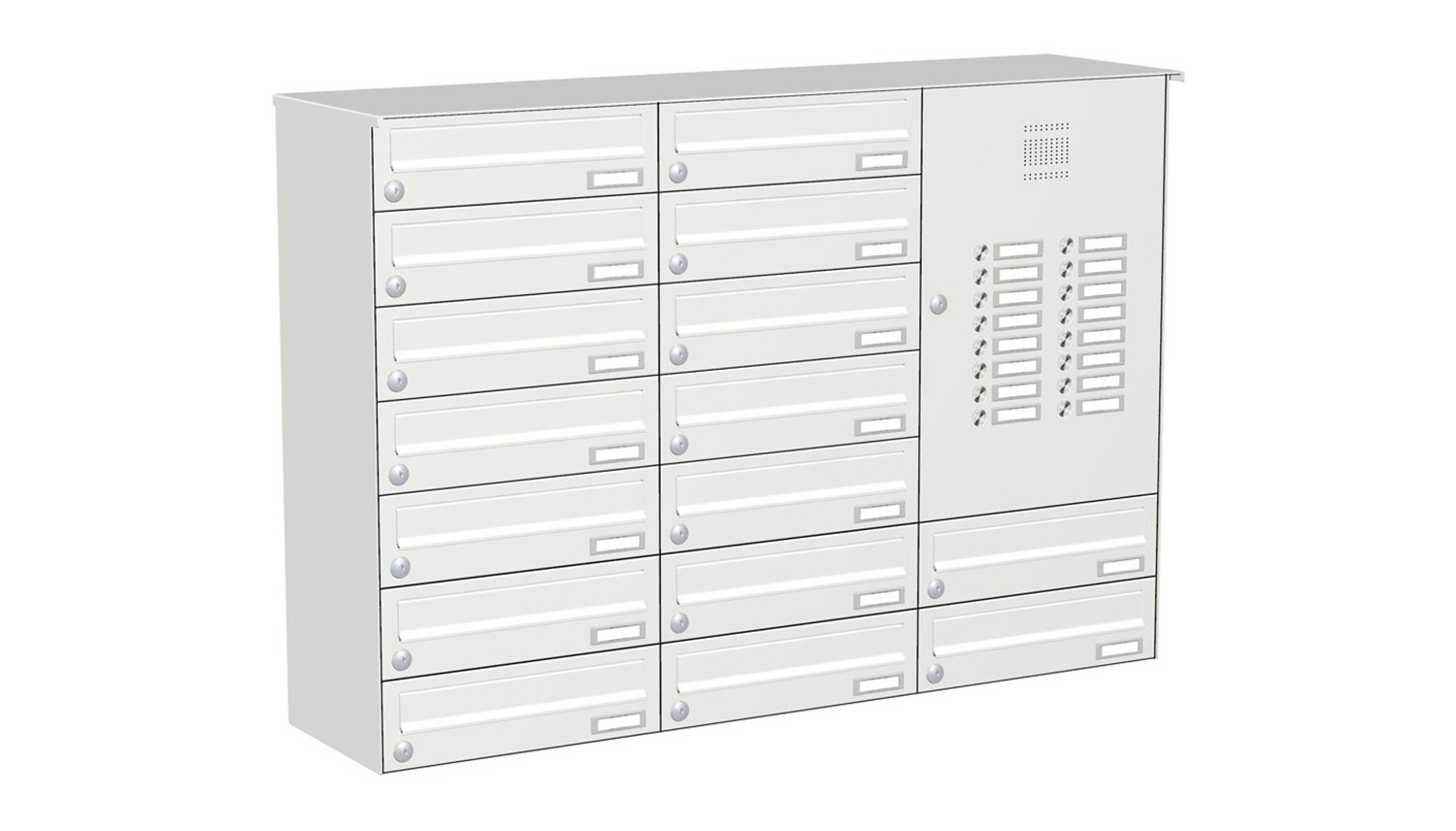 Briefkastenanlage | Aufputz | 16-fach | Waagerecht | Audio | Video | Farbe