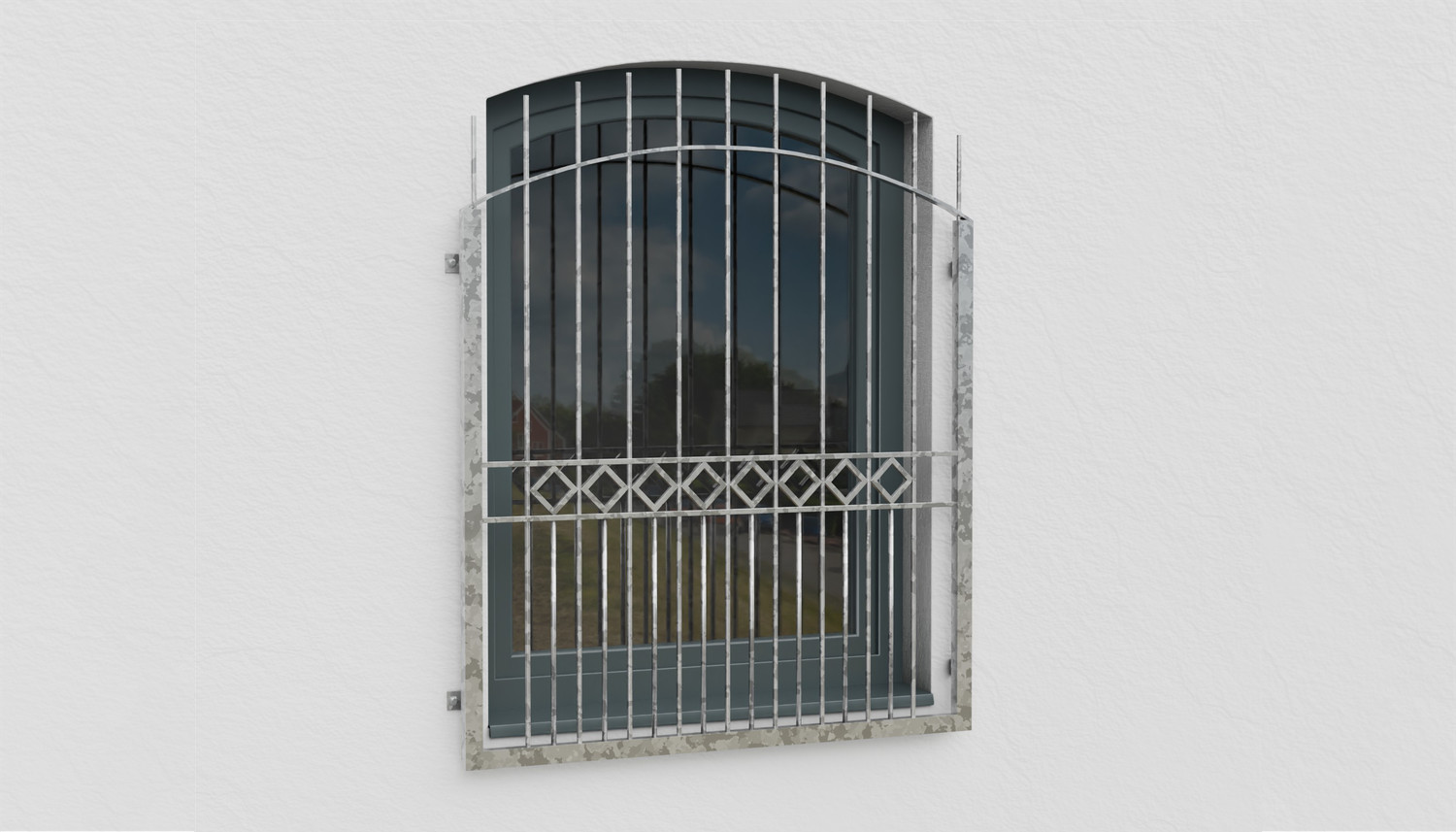 Grille de défense pour fenêtres en acier galvanisé Bel arc supérieur 