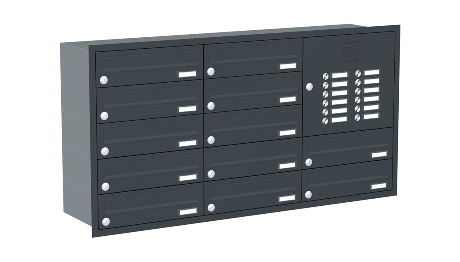 Briefkastenanlage | Unterputz | 12-fach | Waagerecht | Audio | Video | Farbe