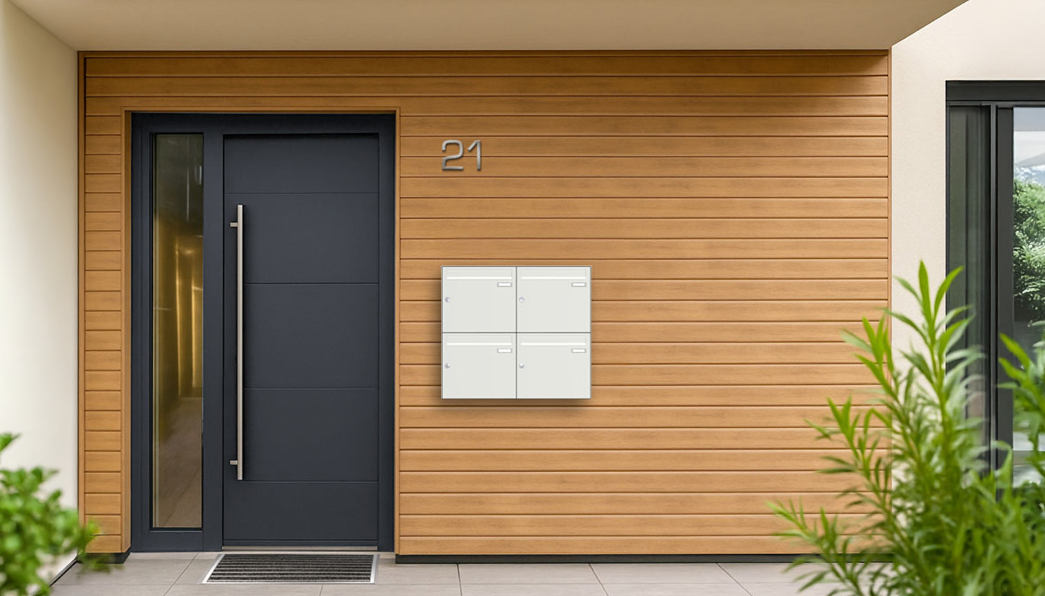 Briefkastenanlage | Aufputz | 4-fach | Senkrecht | Farbe