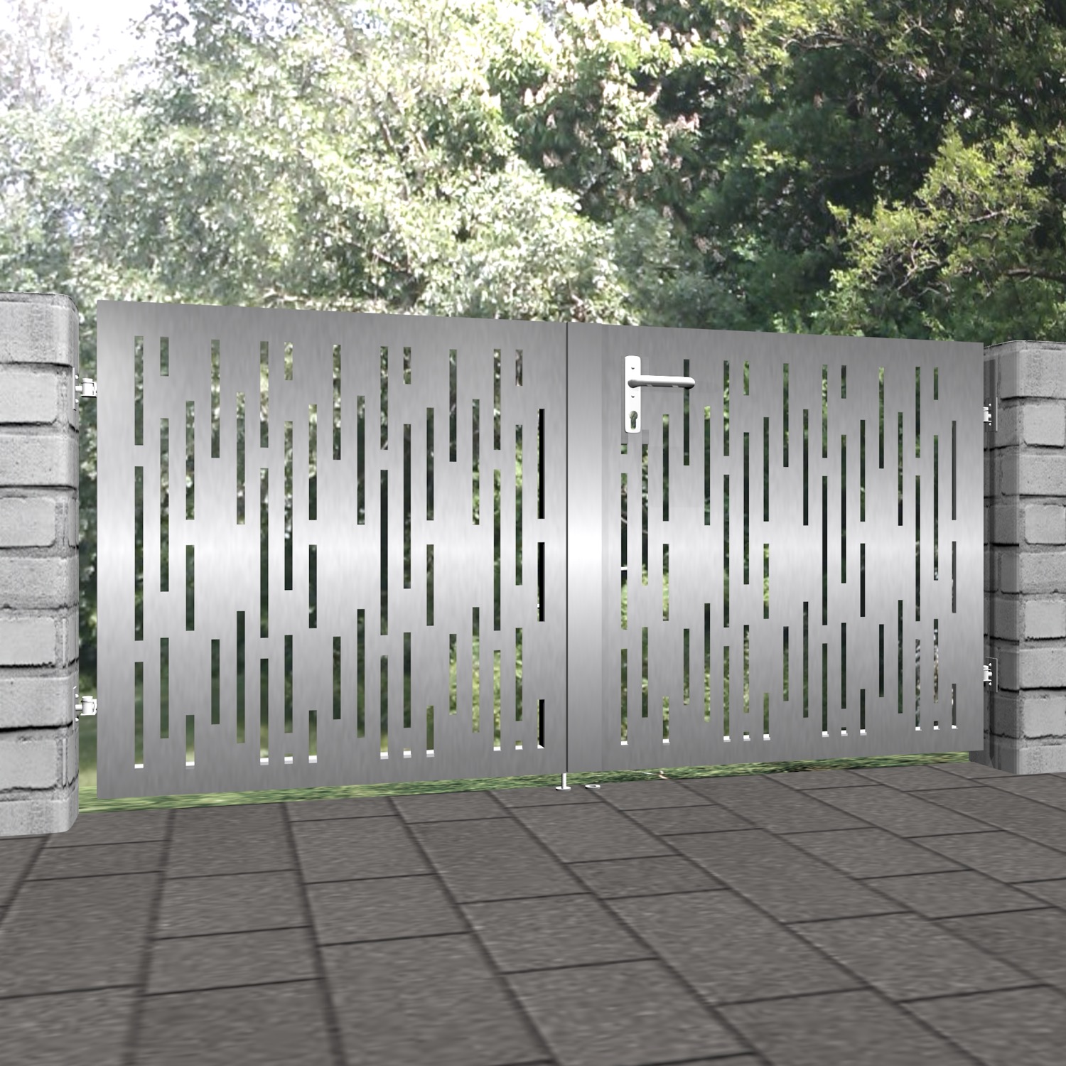 Portail de jardin aluminium 2 battants découpé au laser design SF VE