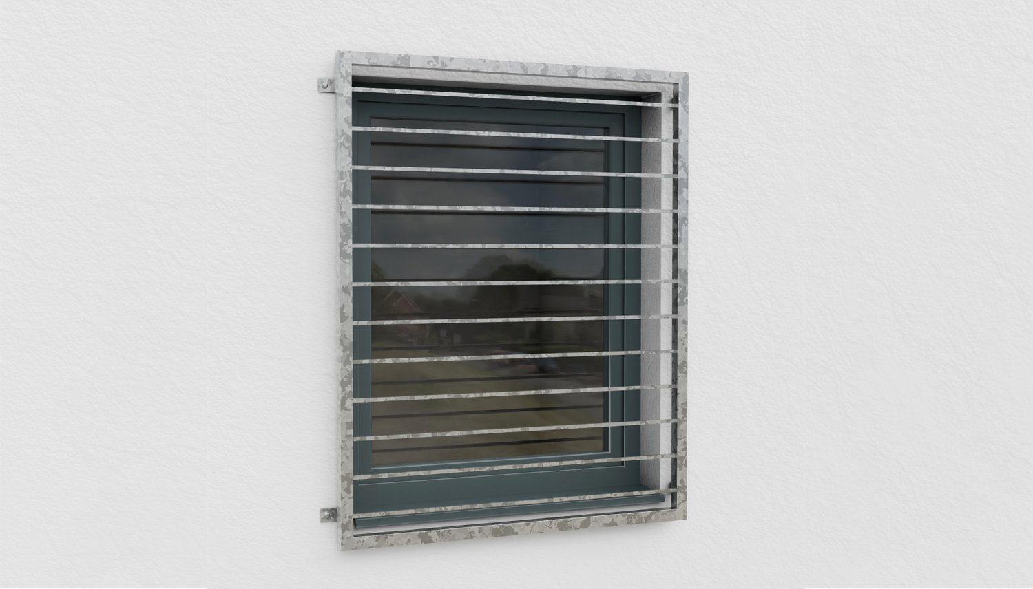 Grille de défense pour fenêtres en acier galvanisé barre transversale