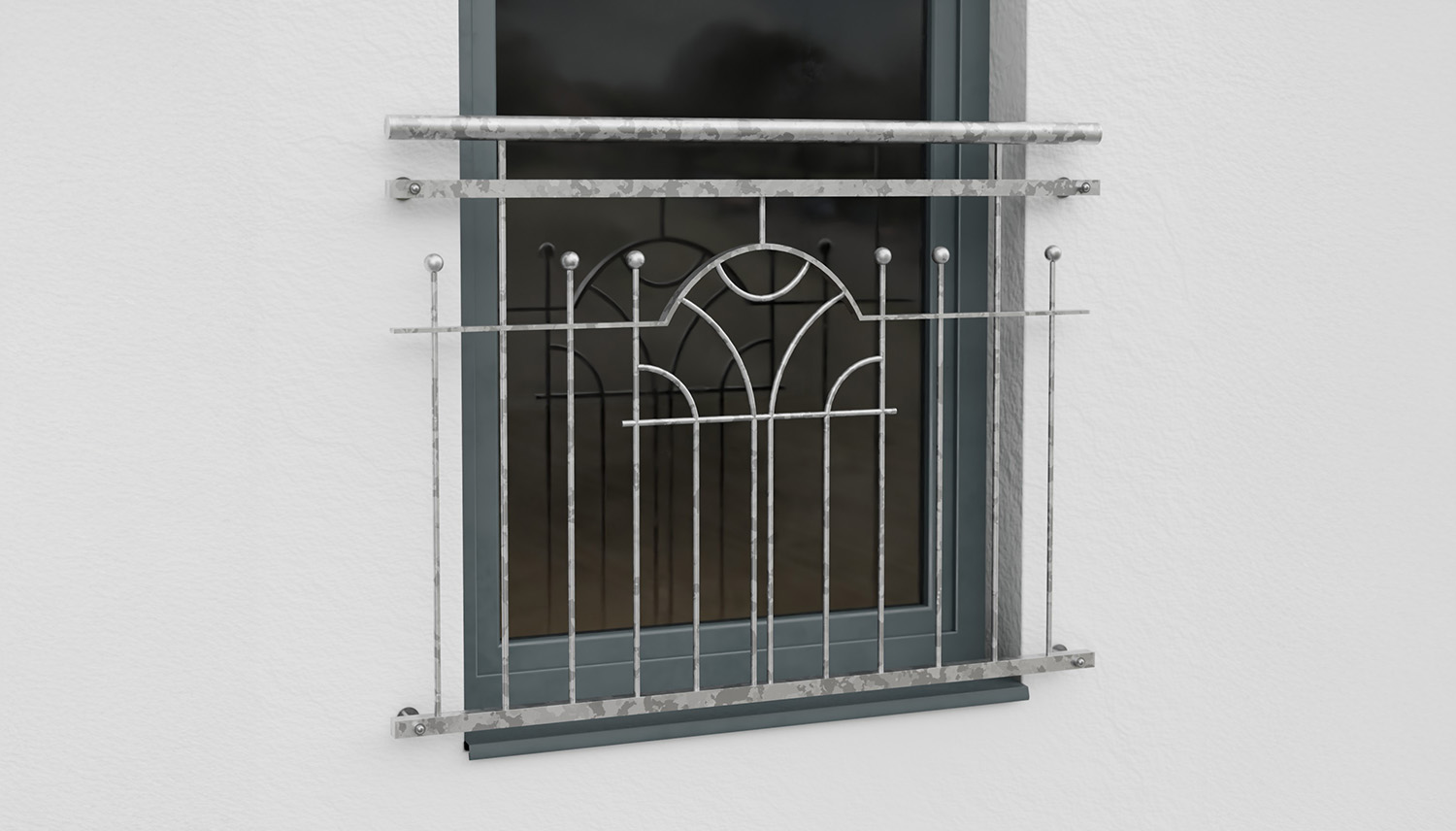 Balcon à la française en acier galvanisé ornement moderne II 