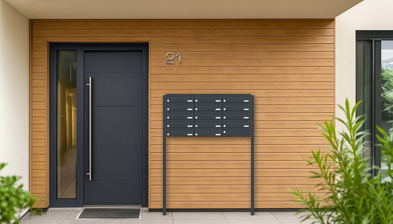 Briefkastenanlage | Freistehend | 14-fach | Waagerecht | Farbe