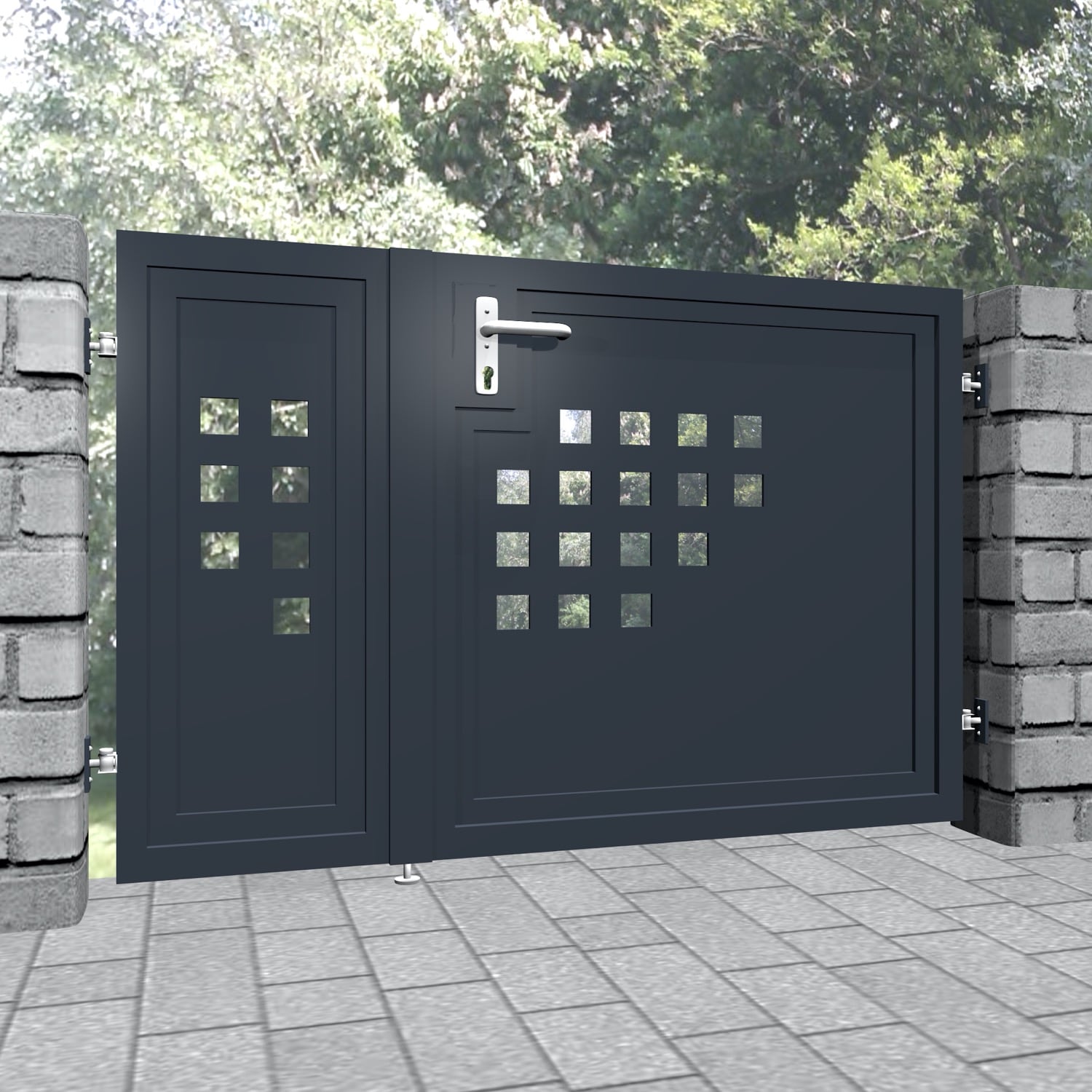 Brise-vue à 2 battants en aluminium pour portillon de jardin QLH, GE