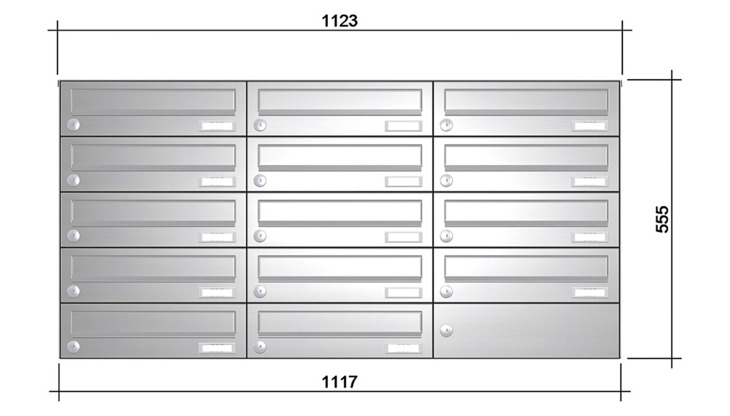 Briefkastenanlage | Aufputz | 14-fach | Waagerecht | Edelstahl