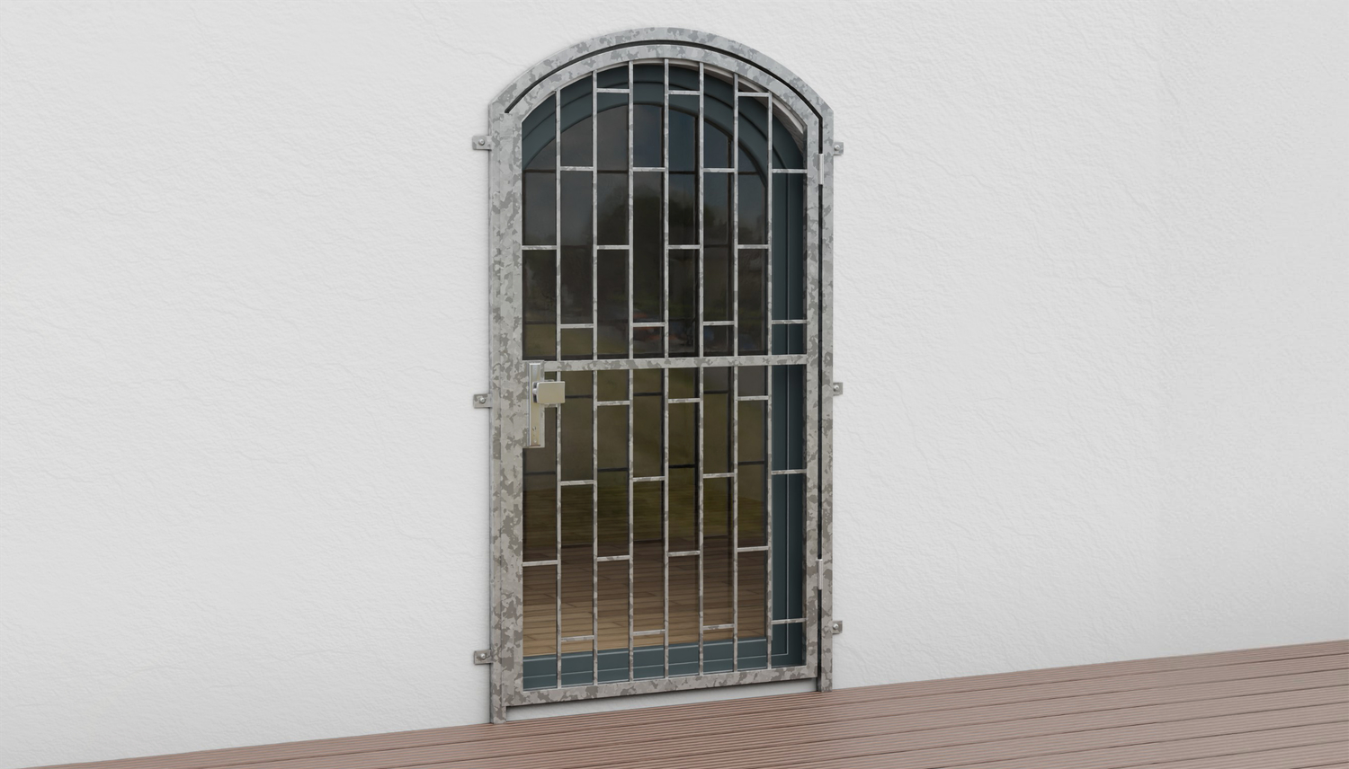 Porte grillagée en acier galvanisé arc Ladder Top