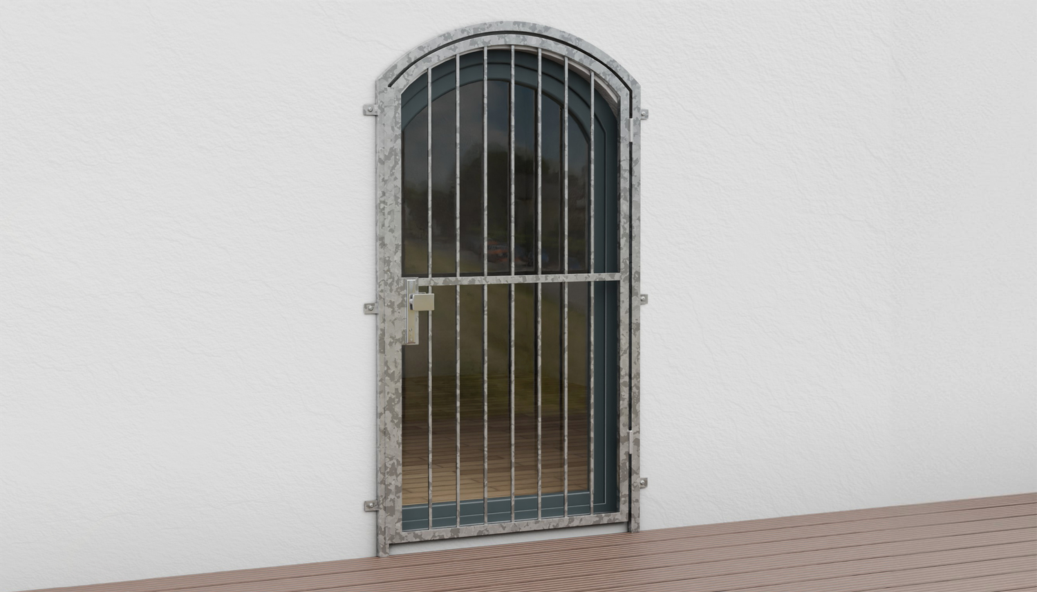 Porte grillagée en acier galvanisé barre verticale Arc supérieur