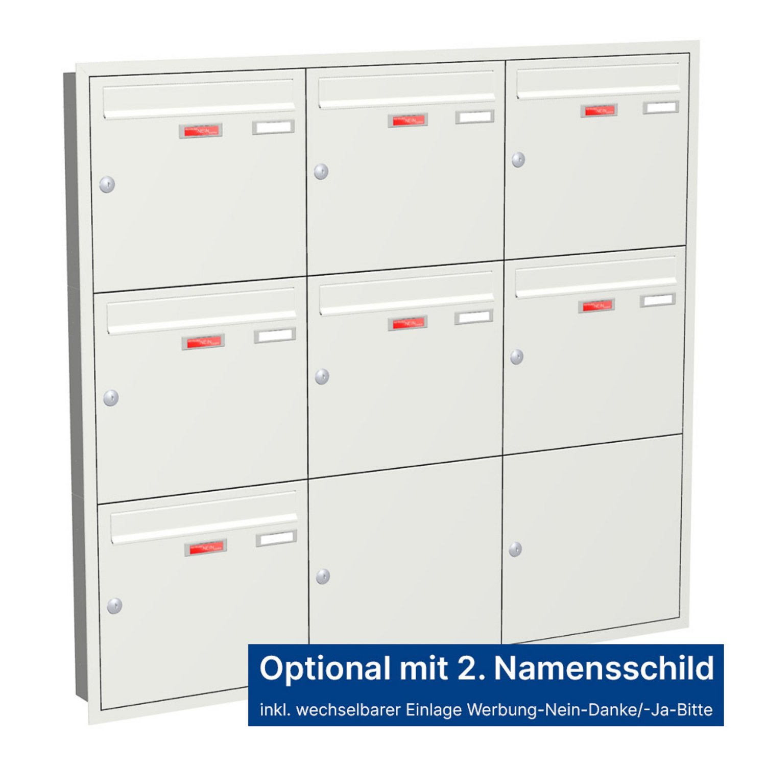 Briefkastenanlage | Unterputz | 7-fach | Senkrecht | Farbe