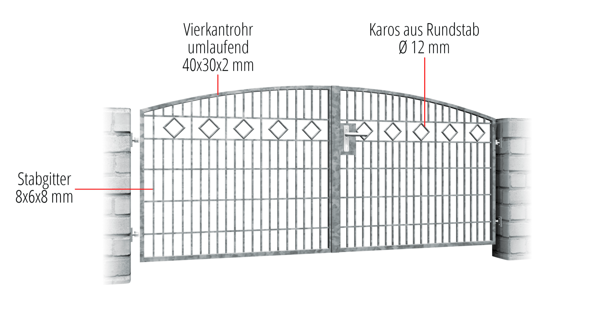 Portail de jardin galvanisé à 2 battants série Karo, OB