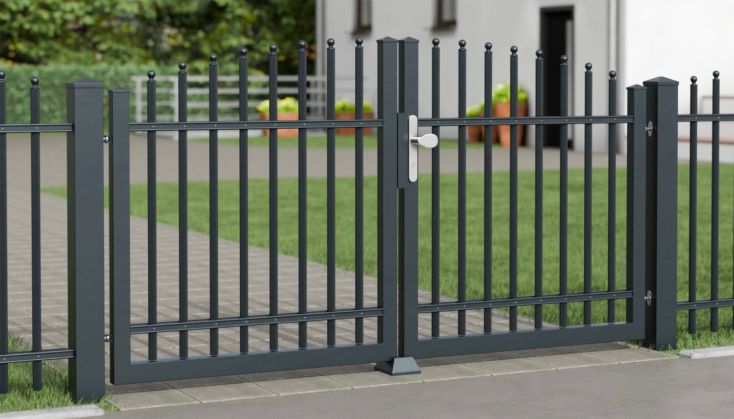 Portail de jardin aluminium 2 battants palissades Classic, OB