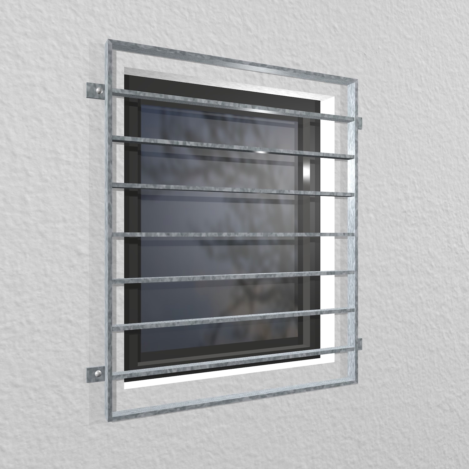 Grille de défense pour fenêtres en acier galvanisé traverse acier plat 