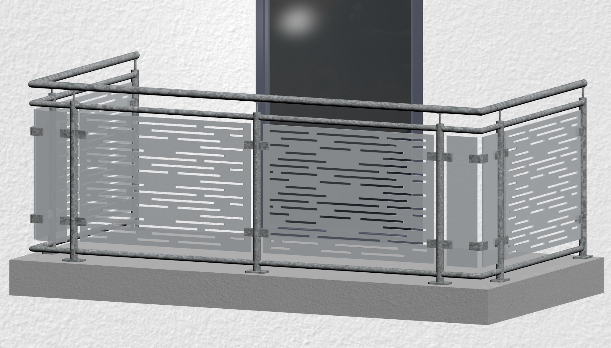 Balustrade de balcon en acier galvanisé design verre SF HO