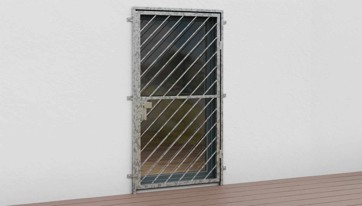 Porte grillagée en acier galvanisé Barre diagonale 1
