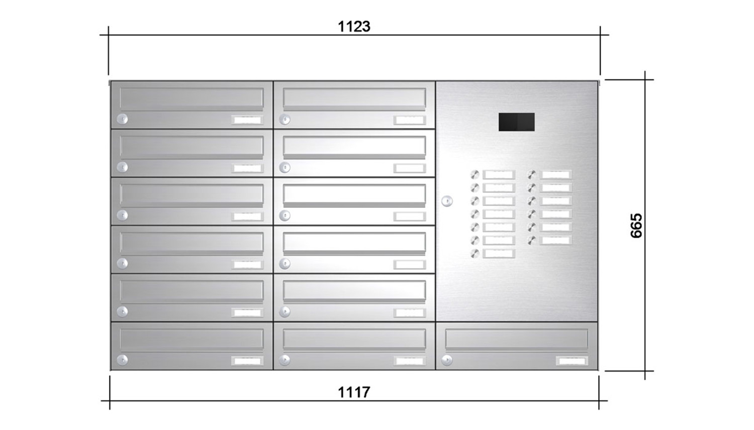 Briefkastenanlage | Aufputz | 13-fach | Waagerecht | Audio | Video | Edelstahl